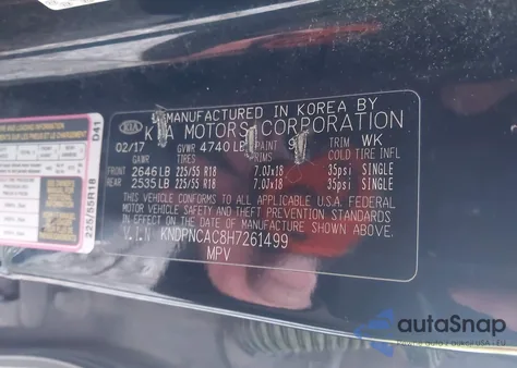 2017 Kia Sportage Ex из США, поврежденный, VIN KNDPNCAC8H7261499